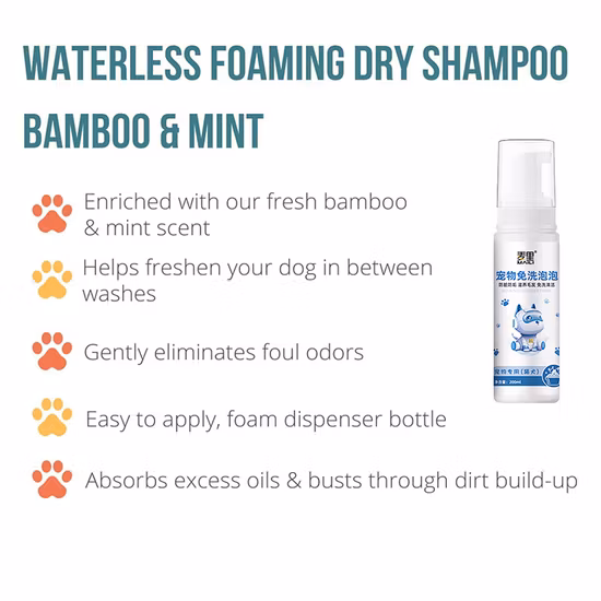 Shampoing sec pour animaux de compagnie, déodorant, parfum, nettoyage, produits de toilettage, Mousse à bulles, shampoing pour chiens